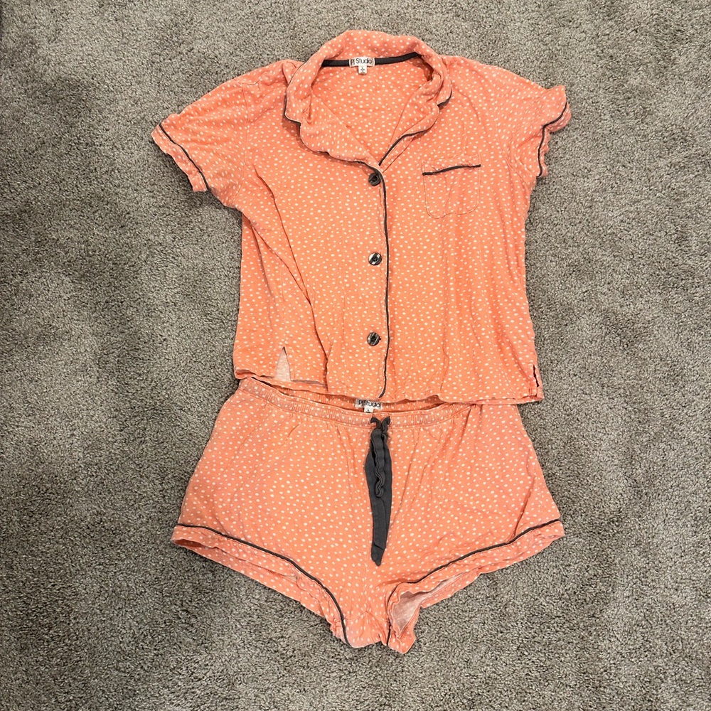 Nordstrom Coral Polka Dot Sleepwear Set